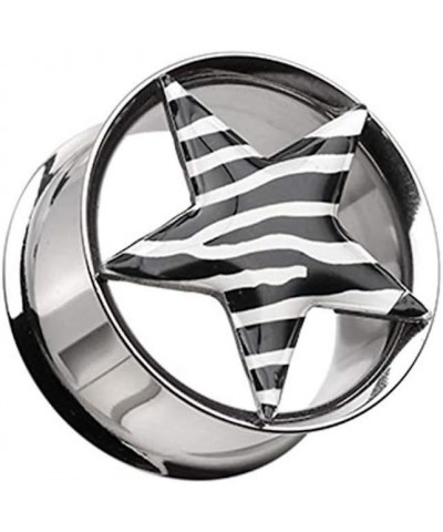 Zebra Star Hollow Double Flared Steel Plug 1" (25mm), Black $9.66 Body Jewelry