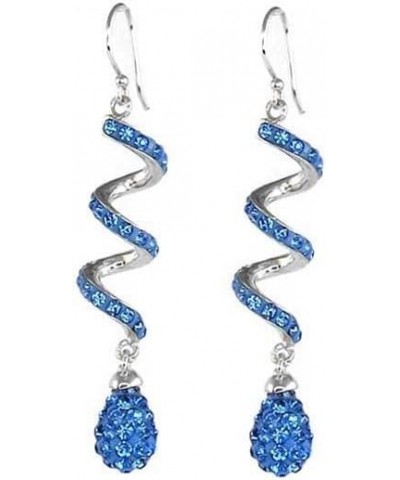 14K White Gold Plated Spiral Shape Crystal Drop Dangle Earrings for Women & Girls, Comes with Gift Box Light Blue $10.32 Earr...