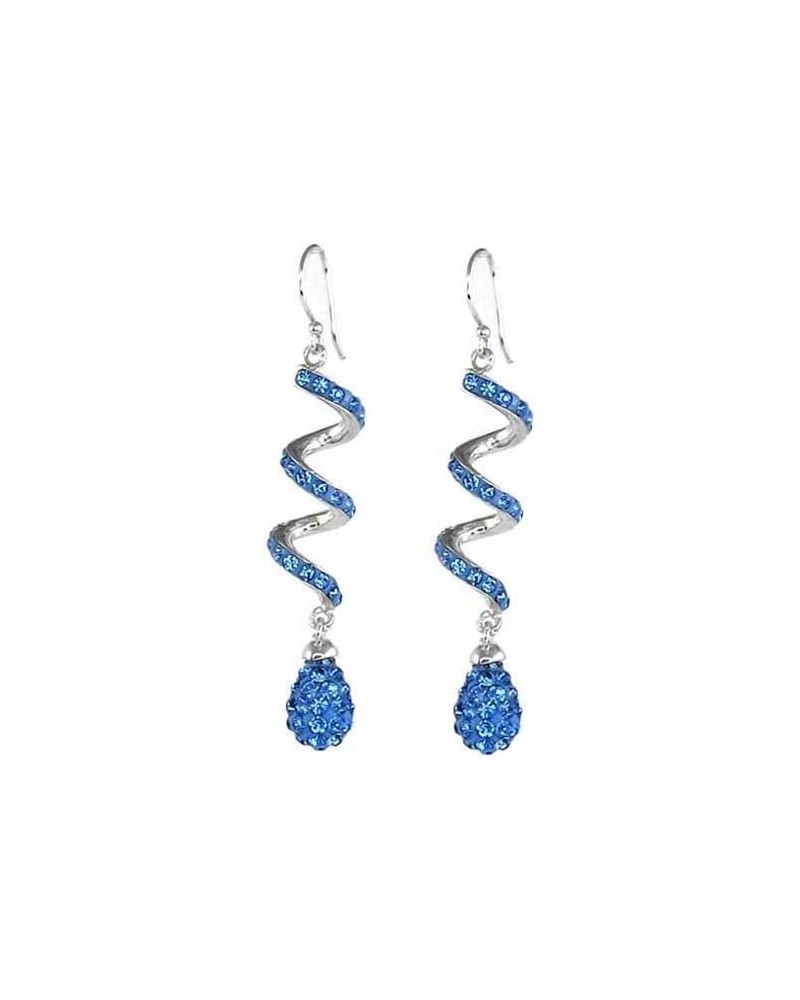 14K White Gold Plated Spiral Shape Crystal Drop Dangle Earrings for Women & Girls, Comes with Gift Box Light Blue $10.32 Earr...