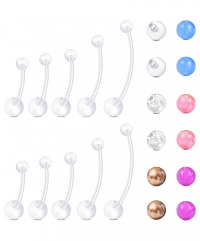 Clear Belly Button Rings Plastic Belly Button Rings Plastic Belly Rings for Sports Surgery 5-4 length(14-32) + balls $8.11 Bo...