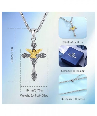 925 Sterling Silver St Michael/St Christopher/St Benedict/Virgin Mary/San Judas Tadeo/Good Shepherd Cross/Archangel Necklace ...