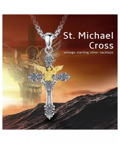 925 Sterling Silver St Michael/St Christopher/St Benedict/Virgin Mary/San Judas Tadeo/Good Shepherd Cross/Archangel Necklace ...