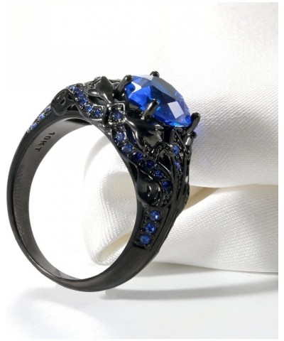 Couple Rings Black Gold Filled Heart Blue Cz Claddagh Ring Womens Wedding Ring Sets Man Tungsten Wedding Band Blue3 women siz...