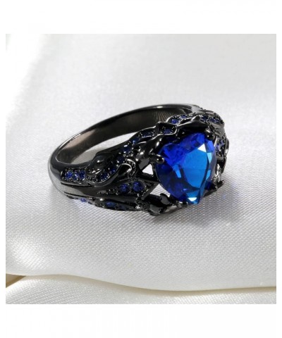 Couple Rings Black Gold Filled Heart Blue Cz Claddagh Ring Womens Wedding Ring Sets Man Tungsten Wedding Band Blue3 women siz...