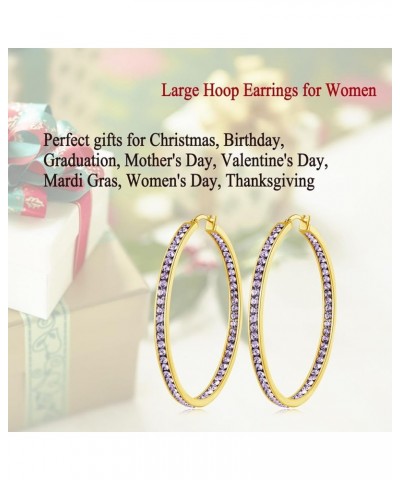 2 Inch Large Hoop Earrings for Women Girls Stainless Steel Hypoallergenic Big Hoop Earrings Cubic Zircon Hoops Rhinestone Ins...