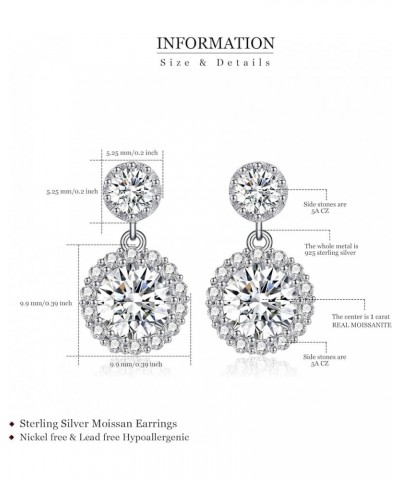 Moissanite Earrings 925 Sterling Silver Earrings 0.3ct/0.5ct/1ct Moissanite Stud Earrings for Women Wedding Birthday Jewelry ...