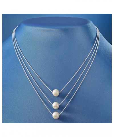 9-9.5mm Cultured Pearl 3-Strand Layered Necklace White Pearl in Sterling Silver 18.0 Inches $39.81 Necklaces