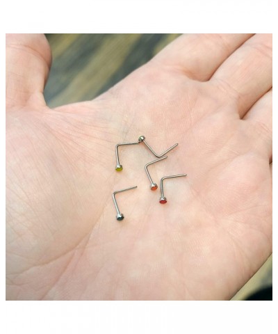 316L Surgical Steel 20g Nose Rings Studs L-Shape Nose Nostrial Piercing Jewelry L Shaped Nose Studs Press Fit Glow In The Dar...