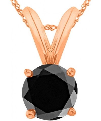 1/2-5 Carat Round Black Diamond 4 Prong Pendant Necklace (AAA Quality) W/ 16" Silver Chain 5.01 Carat 14K Rose Gold $249.78 N...