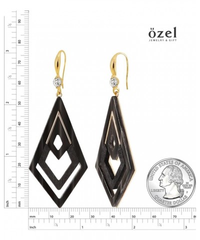 Ozel - Natural Wooden Acrylic Boho Drop Dangle Earrings for Women - Geometric Statement Jewellery - Brown, Black, Magent Red,...