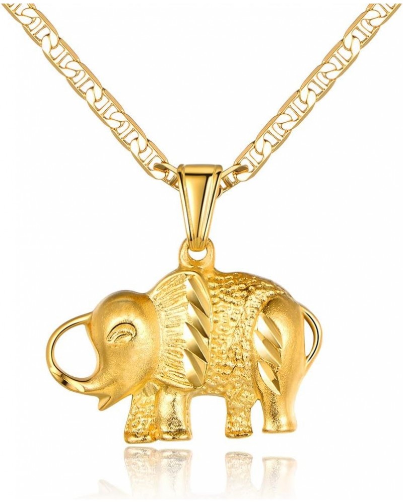 18K Gold Plated Elephant Necklace with Flat Marina Chain – Made in Brazil $13.19 Necklaces