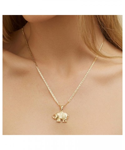 18K Gold Plated Elephant Necklace with Flat Marina Chain – Made in Brazil $13.19 Necklaces