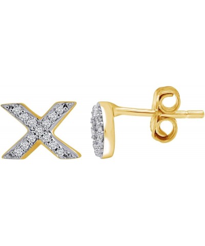 XO Stud Earrings for Women Round Natural Diamond Minimalist Mismatch Earrings With Push Back in 14k Gold Plated Sterling Silv...