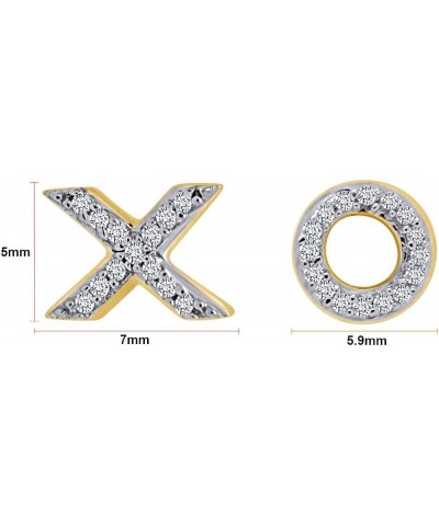 XO Stud Earrings for Women Round Natural Diamond Minimalist Mismatch Earrings With Push Back in 14k Gold Plated Sterling Silv...