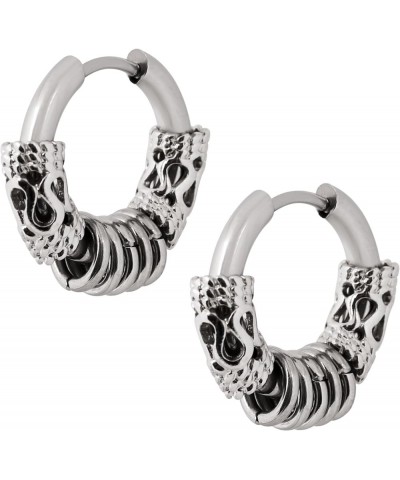 Viking Stainless Steel Norse Rune Gothic Trendy Hoop Earrings Jewelry Gift for Men and Women B $7.40 Earrings