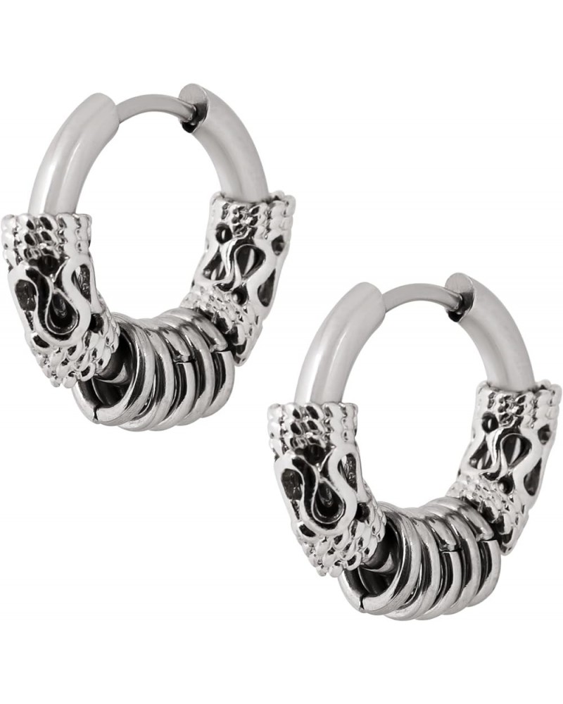 Viking Stainless Steel Norse Rune Gothic Trendy Hoop Earrings Jewelry Gift for Men and Women B $7.40 Earrings