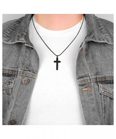 Cross Necklace for Men Faith Religious Christian Jewelry Black Silver Cross Pendant 20 Inches Chains Birthday Christmas Gifts...