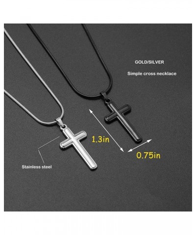 Cross Necklace for Men Faith Religious Christian Jewelry Black Silver Cross Pendant 20 Inches Chains Birthday Christmas Gifts...