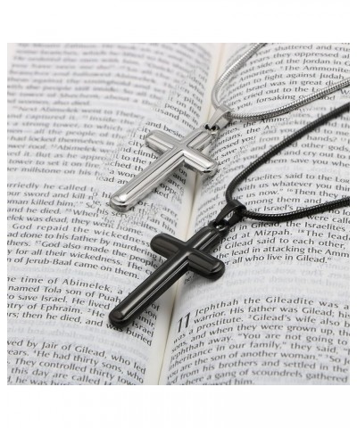 Cross Necklace for Men Faith Religious Christian Jewelry Black Silver Cross Pendant 20 Inches Chains Birthday Christmas Gifts...