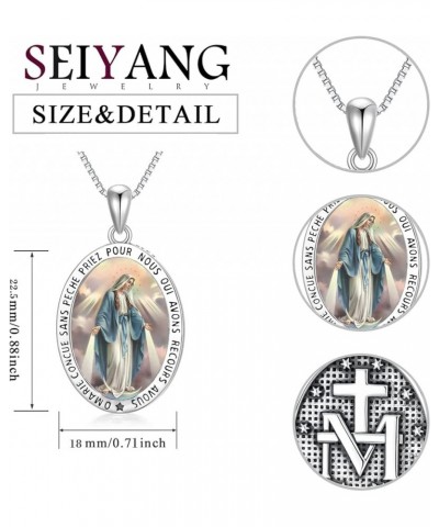 Miraculous Virgin Mary Medal Pendant Necklace for Women 925 Sterling Silver Marina Blessed Mother Necklace Gift for Women E $...