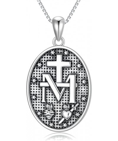 Miraculous Virgin Mary Medal Pendant Necklace for Women 925 Sterling Silver Marina Blessed Mother Necklace Gift for Women E $...