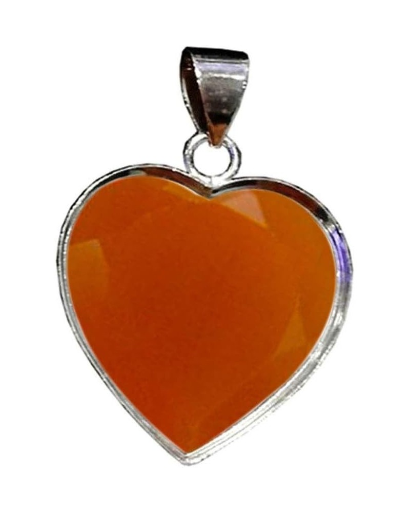 Choose Your Gemstone Pendants Heart Shape Sterling Silver 18K Gold Plated Locket For Men Women natural-faceted-Red-onyx Sterl...