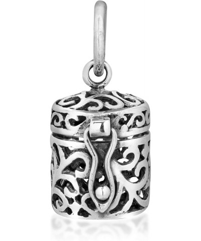 See Through Filigree Ornate Prayer Box .925 Sterling Silver Pendant | Sterling Silver Storage Keepsake Charm | Cremation Pend...