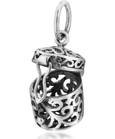 See Through Filigree Ornate Prayer Box .925 Sterling Silver Pendant | Sterling Silver Storage Keepsake Charm | Cremation Pend...