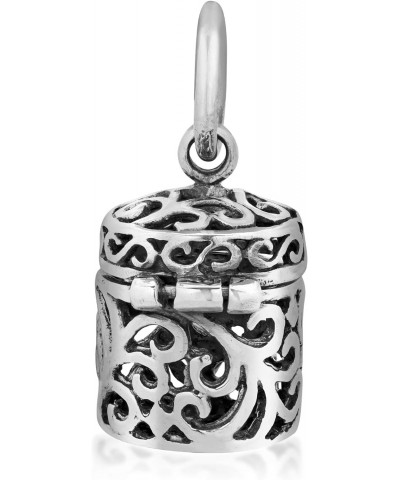 See Through Filigree Ornate Prayer Box .925 Sterling Silver Pendant | Sterling Silver Storage Keepsake Charm | Cremation Pend...