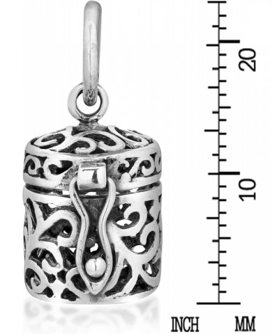 See Through Filigree Ornate Prayer Box .925 Sterling Silver Pendant | Sterling Silver Storage Keepsake Charm | Cremation Pend...