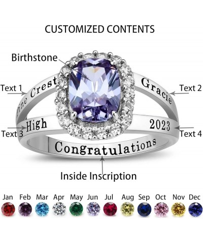 Custom Class Rings Fully Personalized Class Rings for Women High School Sterling Silver Rings Women's Class Rings Size 5-15 G...