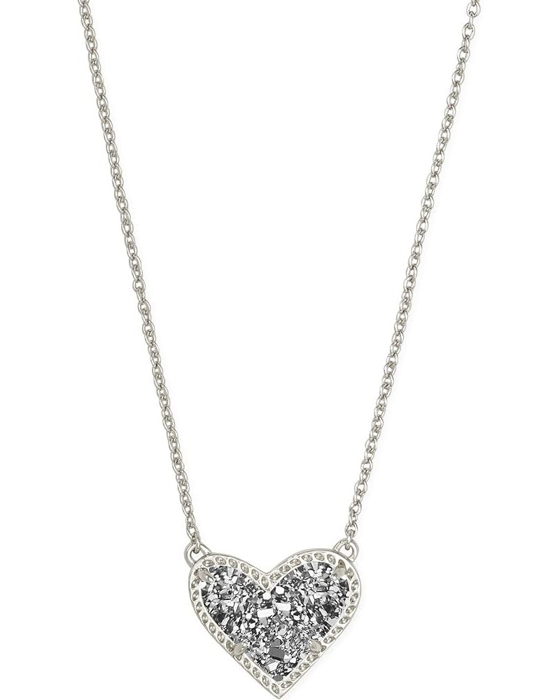 Ari Heart Adjustable Length Pendant Necklace for Women, Fashion Jewelry RHODIUM - PLATINUM DRUSY $35.42 Necklaces