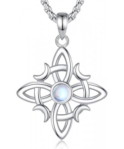 Sterling Silver Irish Jewelry, Celtic Claddagh Witches Knot Necklace for Women Teen Girls Witches Knot - Moonstone $24.29 Pen...