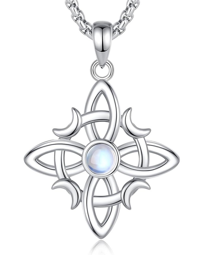 Sterling Silver Irish Jewelry, Celtic Claddagh Witches Knot Necklace for Women Teen Girls Witches Knot - Moonstone $24.29 Pen...