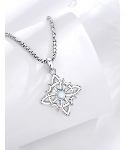 Sterling Silver Irish Jewelry, Celtic Claddagh Witches Knot Necklace for Women Teen Girls Witches Knot - Moonstone $24.29 Pen...