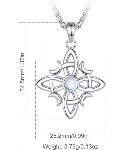 Sterling Silver Irish Jewelry, Celtic Claddagh Witches Knot Necklace for Women Teen Girls Witches Knot - Moonstone $24.29 Pen...