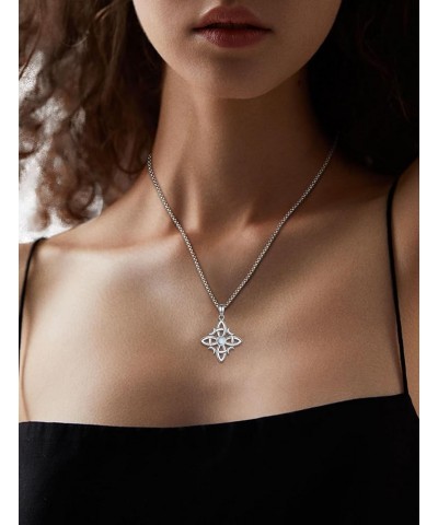 Sterling Silver Irish Jewelry, Celtic Claddagh Witches Knot Necklace for Women Teen Girls Witches Knot - Moonstone $24.29 Pen...