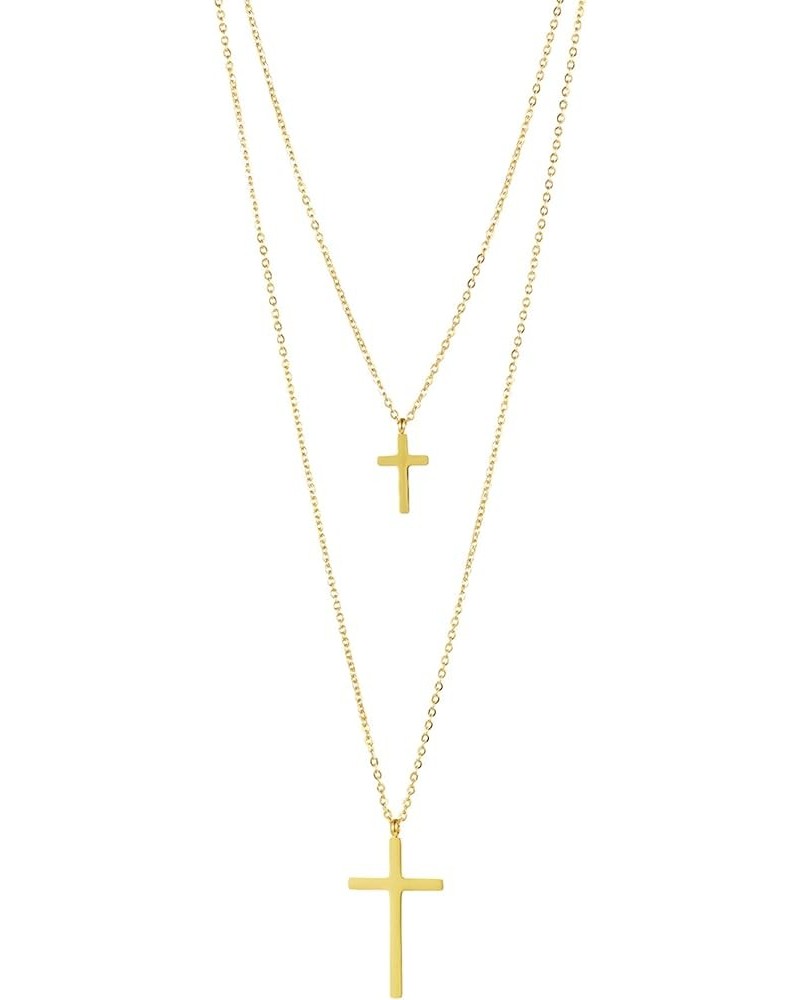 Dainty Cross Layered Necklace for Women, Stainless Steel Double Cross Choker Collar Chain Necklace Womens Trendy Jewelry Gold...