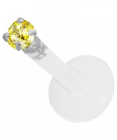 14g 8mm BioFlex Tragus Earring, Helix Earring and Labret Piercing Stud, 2mm Citrine CZ Crystal $6.95 Body Jewelry