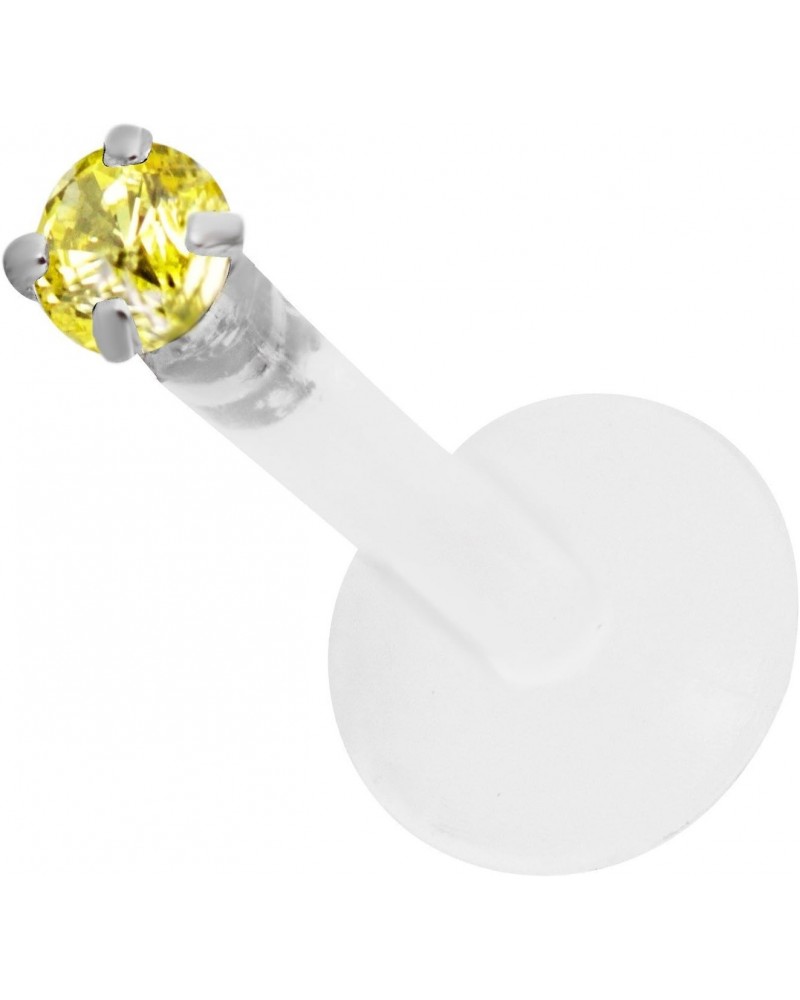 14g 8mm BioFlex Tragus Earring, Helix Earring and Labret Piercing Stud, 2mm Citrine CZ Crystal $6.95 Body Jewelry