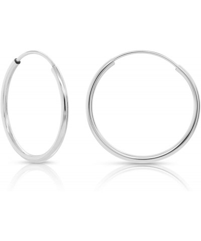 14k White Gold Round Endless Hoop Earrings - 10-18mm 14mm $16.17 Earrings