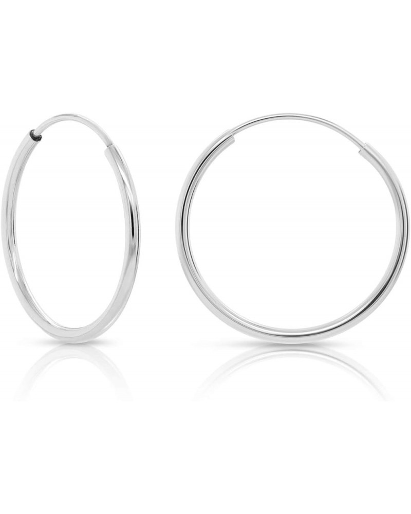 14k White Gold Round Endless Hoop Earrings - 10-18mm 14mm $16.17 Earrings