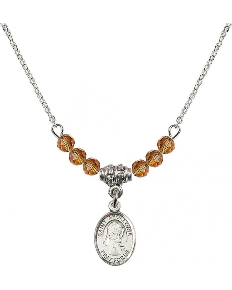 November Birth Month Bead Necklace with Catholic Patron Saint Petite Charm, 18 Inch Saint Apollonia $32.44 Necklaces