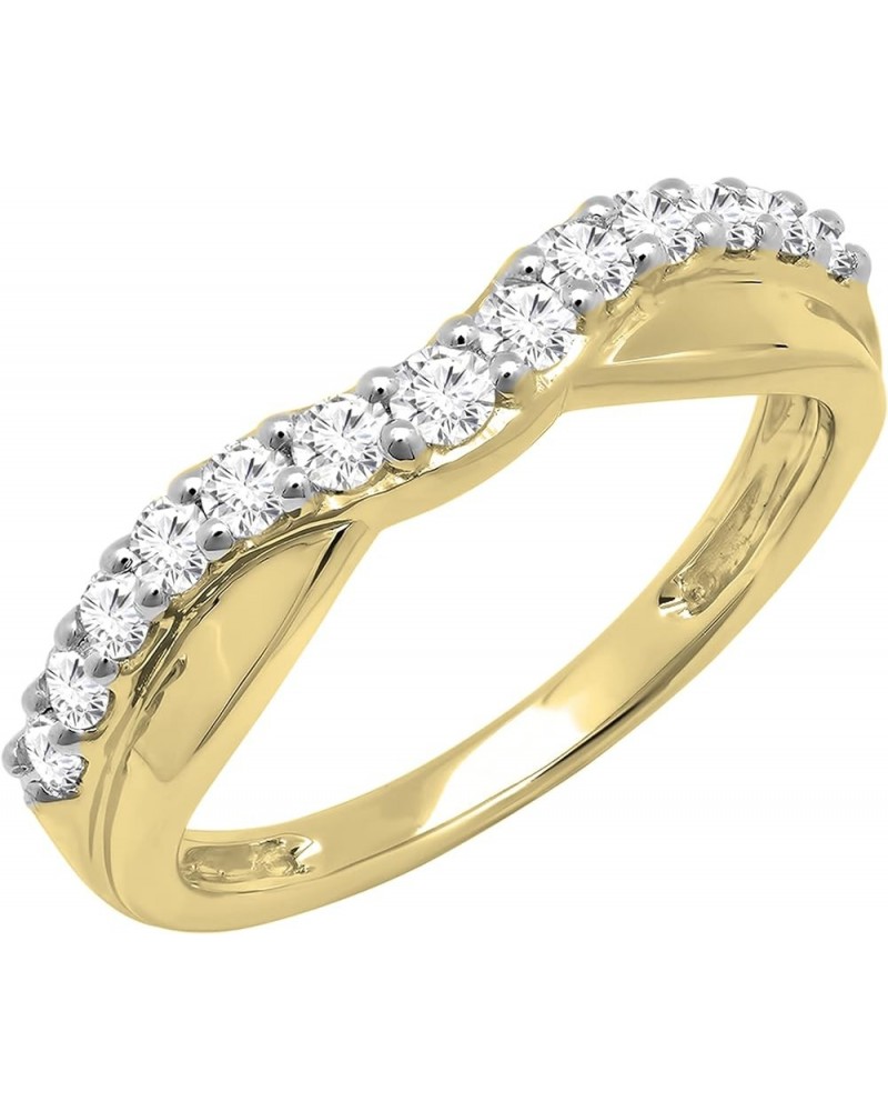 0.55 Carat (ctw) Round White Diamond Contour Wedding Band for Women in 10K Gold 9.5 Yellow Gold $282.97 Bracelets