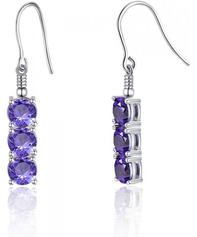 5.5ctw Created Gemstone Dangle Earrings Three Stone Drop Earrings Birthstone Earrings for Women Girls Feb $7.94 Others