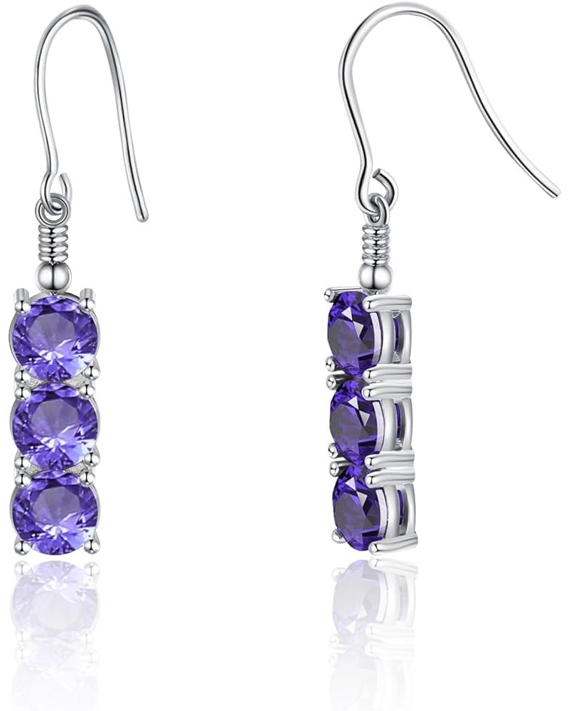 5.5ctw Created Gemstone Dangle Earrings Three Stone Drop Earrings Birthstone Earrings for Women Girls Feb $7.94 Others