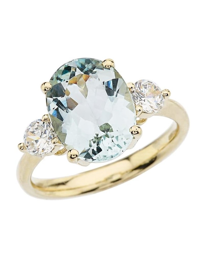 Elegant 10k Yellow Gold Sky Blue Aquamarine with White Topaz Engagement/Proposal Ring $168.75 Rings