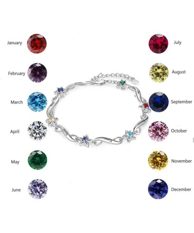 Personalized Birthstones Bracelet with Engraved Names for Women Mom Wife Girlfriend,S925 Sterling Silver Custom Infinity Brac...