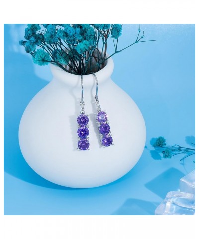 5.5ctw Created Gemstone Dangle Earrings Three Stone Drop Earrings Birthstone Earrings for Women Girls Feb $7.94 Others