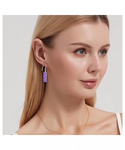 5.5ctw Created Gemstone Dangle Earrings Three Stone Drop Earrings Birthstone Earrings for Women Girls Feb $7.94 Others